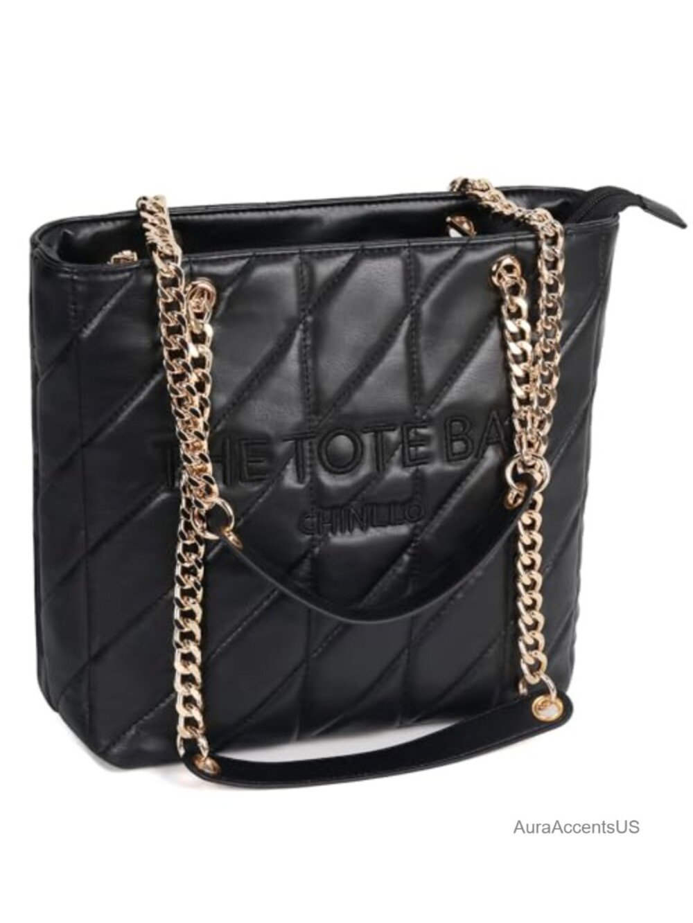 Quilted Tote Bag Chain Handle Medium Shoulder Purse Handbag